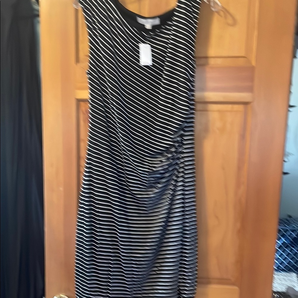 Striped Black and White Sleeveless Dress